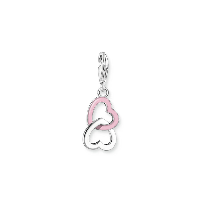 Thomas Sabo Silver and Pink Enamel Intertwined Heart Charm