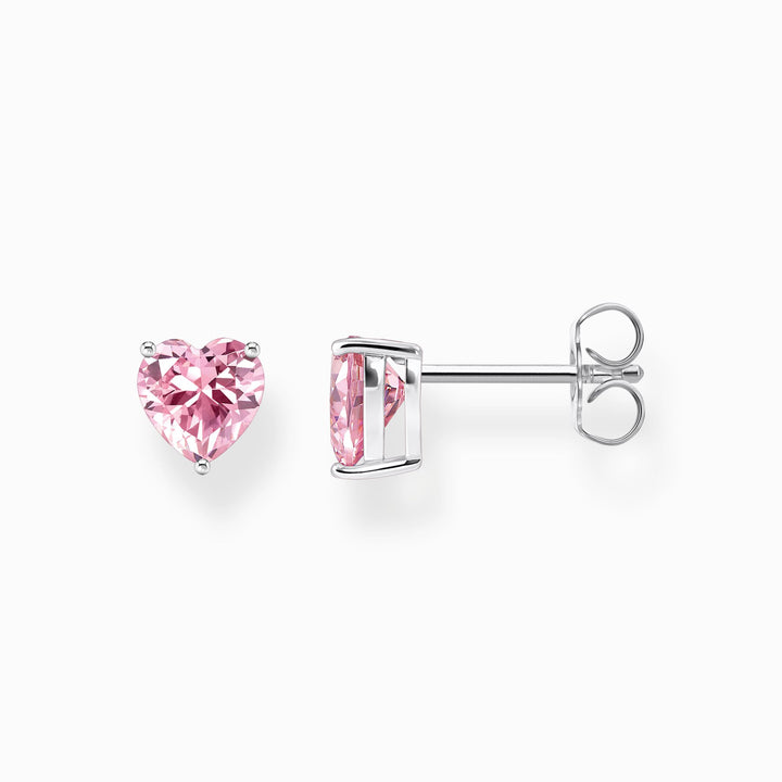 Thomas Sabo Silver Pink Zirconia Heart Stud Earrings