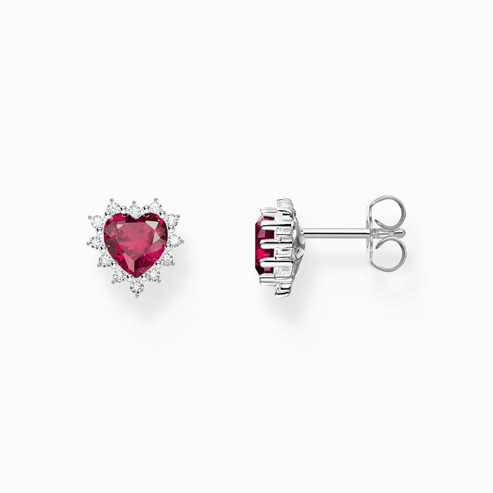 Thomas Sabo Silver Red Heart Romance Stud Earrings