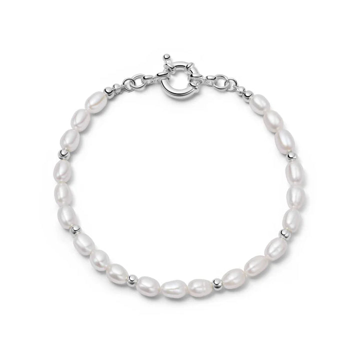 Daisy London Silver Pearl Beaded Chain Bracelet