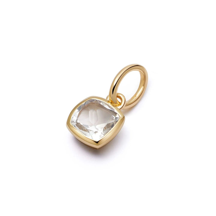 Daisy London Gold White Topaz April Birthstone Charm Pendant