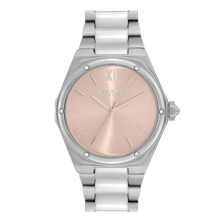 Olivia Burton Silver Hexa Blush Dial Watch