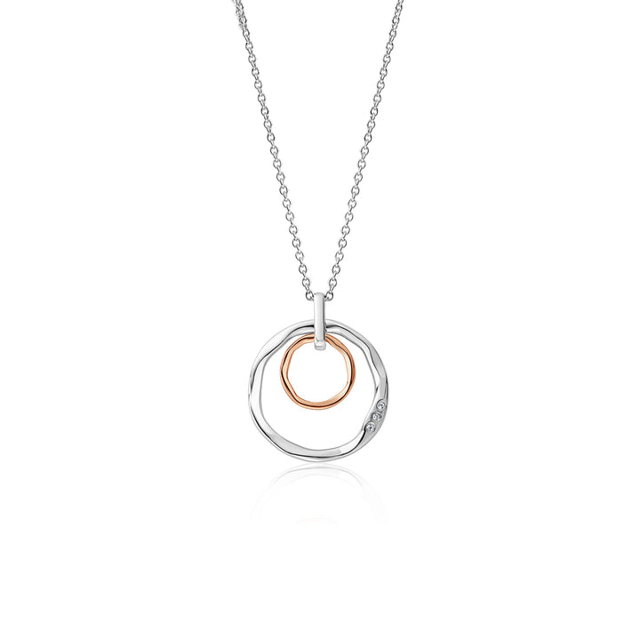 Clogau Ripples Double Hoop White Topaz Pendant Necklace