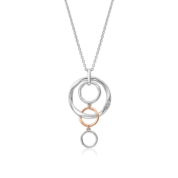 Clogau Ripples Triple Hoop White Topaz Pendant Necklace