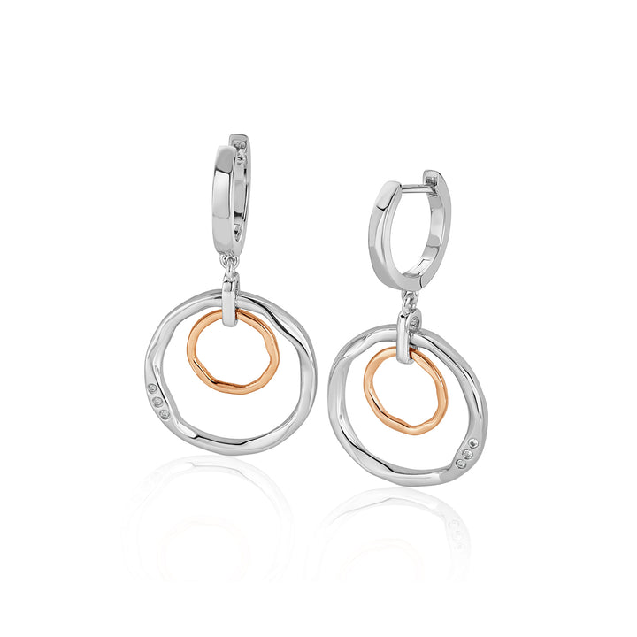 Clogau Ripples Double Hoop White Topaz Creole Earrings