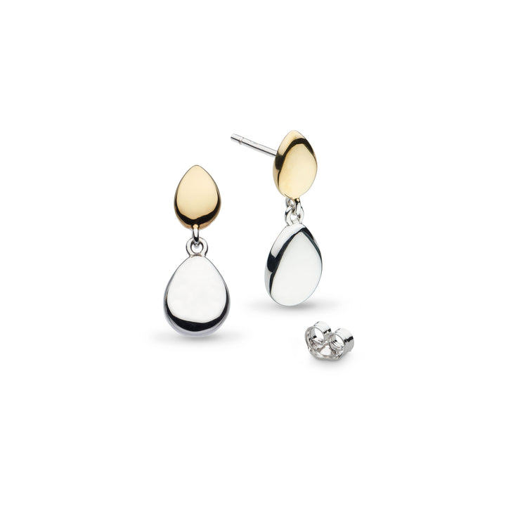 Kit Heath Two Tone Coast Pebble Golden Drop Earrings