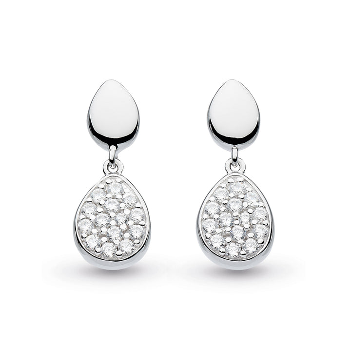 Kit Heath Silver Coast Pebble Glisten Pavé Drop Earrings