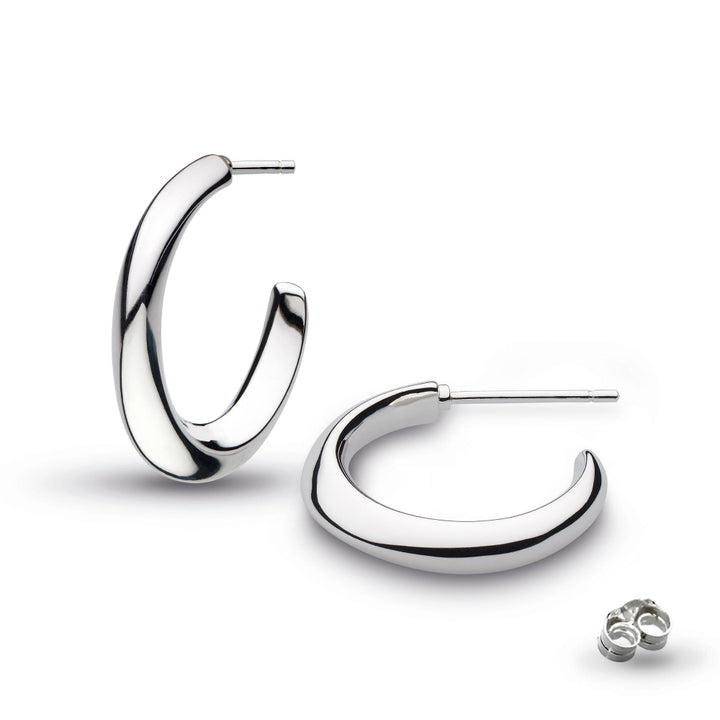 Kit Heath Silver Bevel Cirque Midi Hoop Earrings