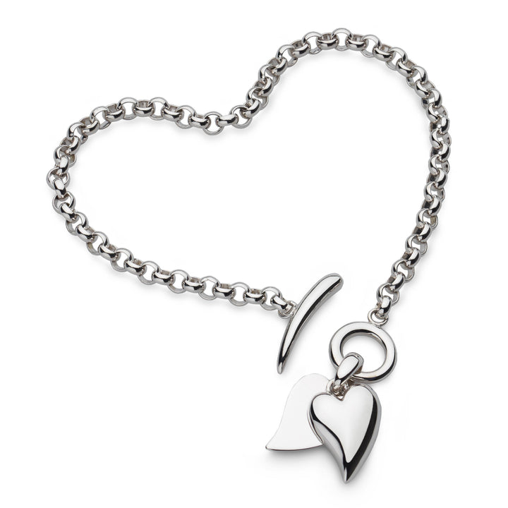 Kit Heath Silver Desire Love Duet Heart T-Bar Bracelet