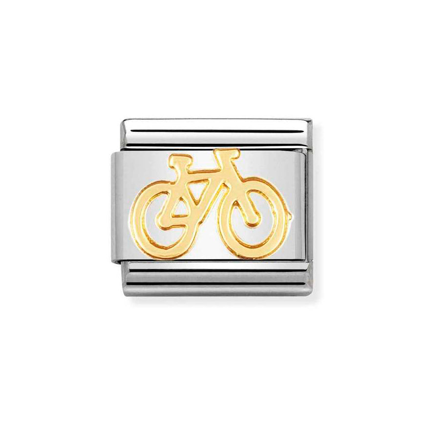 Nomination Stainless Steel and 18ct Gold Bike Classic Charm