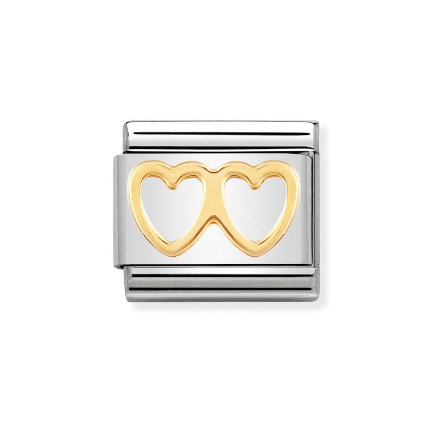 Nomination Two Tone Classic Double Love Heart Charm