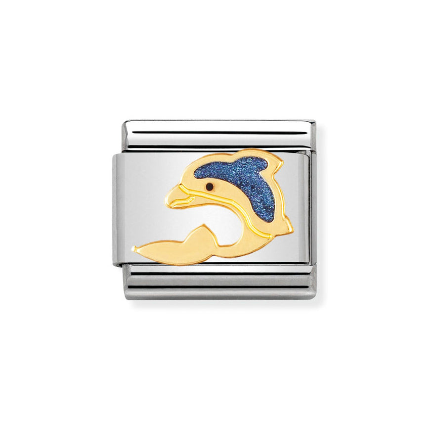 Nomination Gold and Blue Dolphin Charm