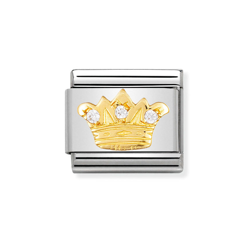 Nomination Gold King Crown CZ Charm