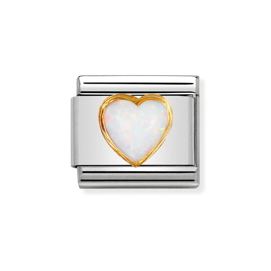 Nomination Classic  White Opal Heart Charm