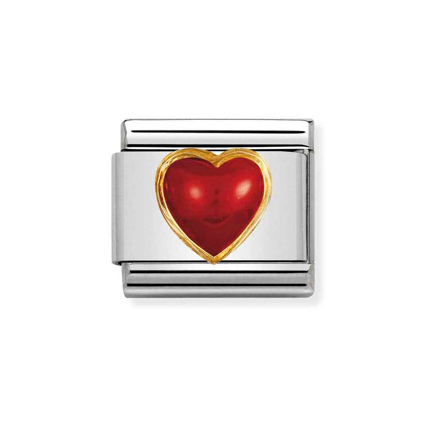 Nomination Classic 18k Gold and Red Coral Heart