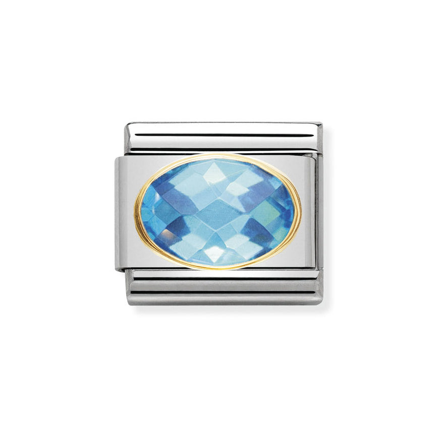 Nomination 18ct Gold and Light Blue CZ Classic Charm