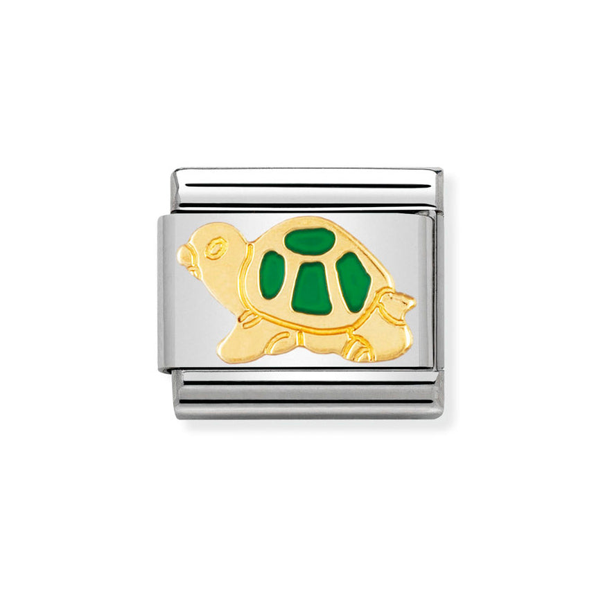 Nomination 18ct Gold and Green Tortoise Classic Charm
