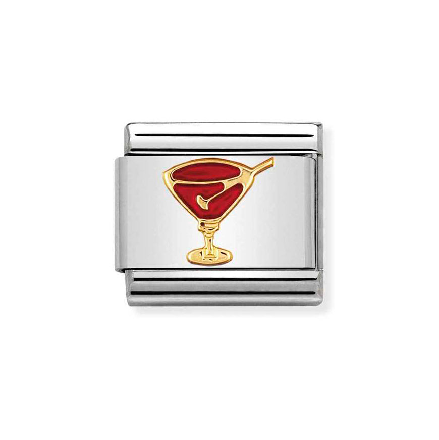 Nomination Composable 18ct Gold Red Enamel Cocktail Glass Charm