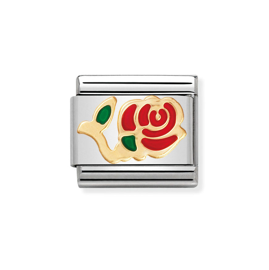 Nomination Two Tone Red Rose Charm