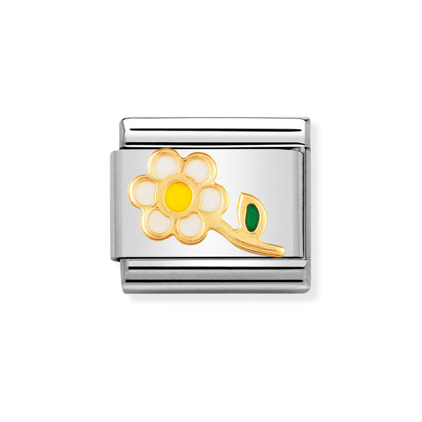 Nomination Classic 18ct White and Yellow Daisy Flower Charm