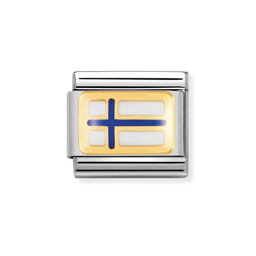 Nomination Classic 18k Gold and Enamel Finland Flag Charm