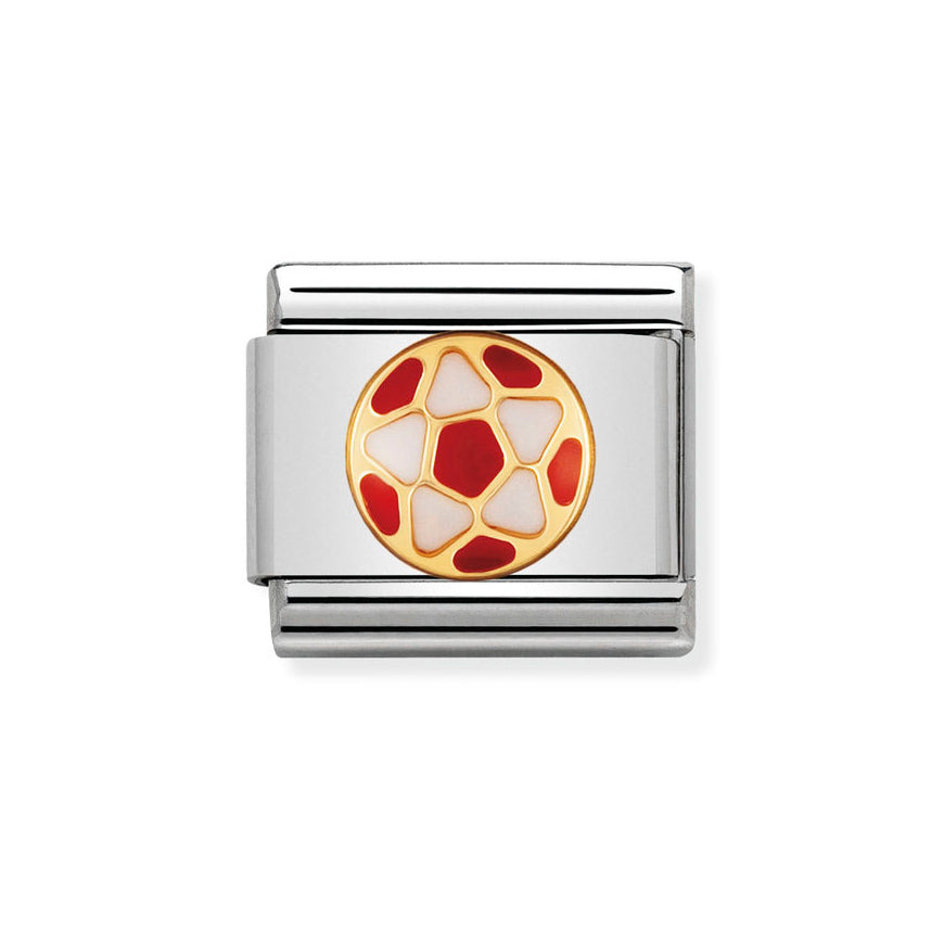 Nomination Classic Charm White and Red Enamel Football