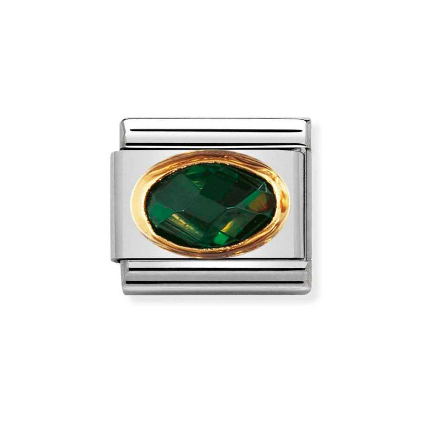 Nomination 18ct Gold & Emerald Green CZ Classic Charm
