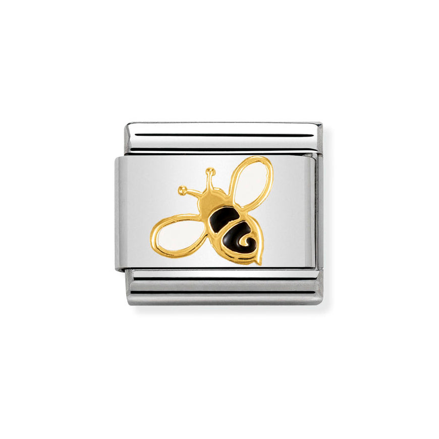 Nomination Black and White Enamel Bumble Bee Charm