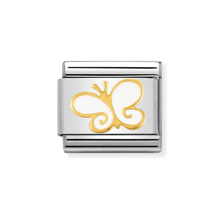 Nomination Classic 18ct Gold and White Butterfly Charm