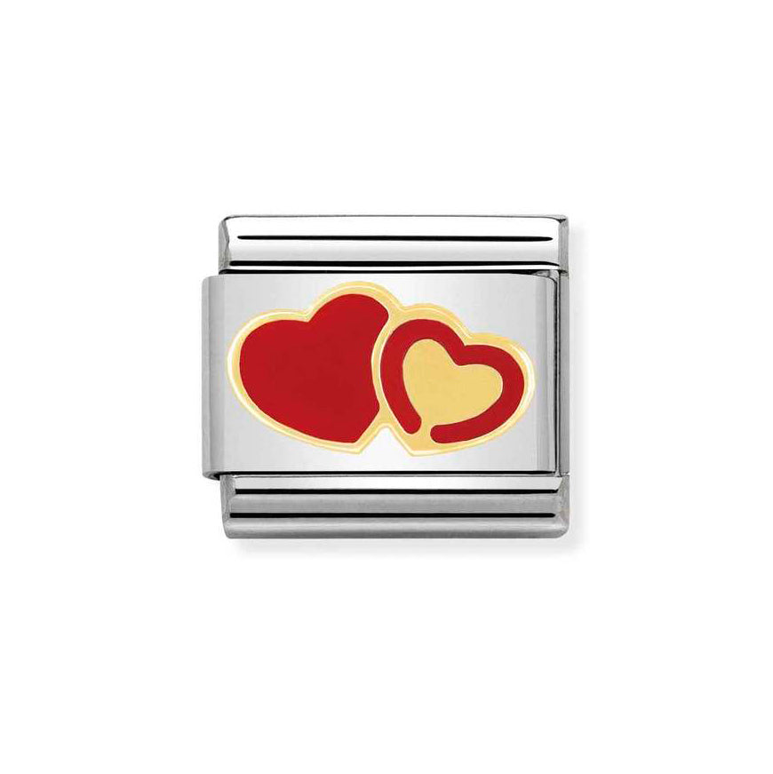 Nomination Gold and Red Enamel Love Hearts Charm