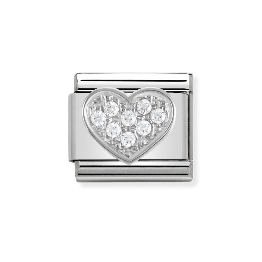 Nomination Classic Silver Sparkling Love Heart Charm