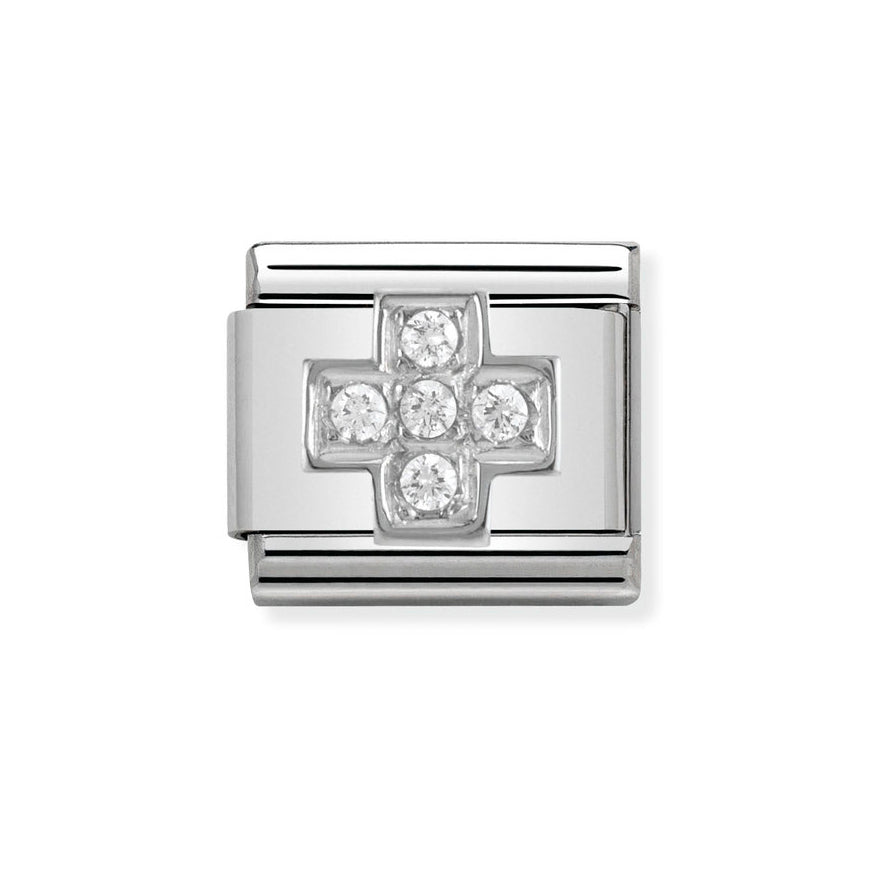 Nomination Classic Silver Sparkling Cross Charm