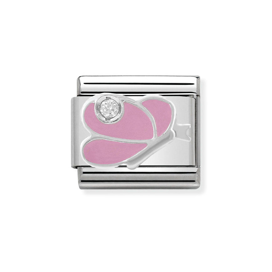 Nomination Silver, Pink, CZ Enamel Butterfly Charm