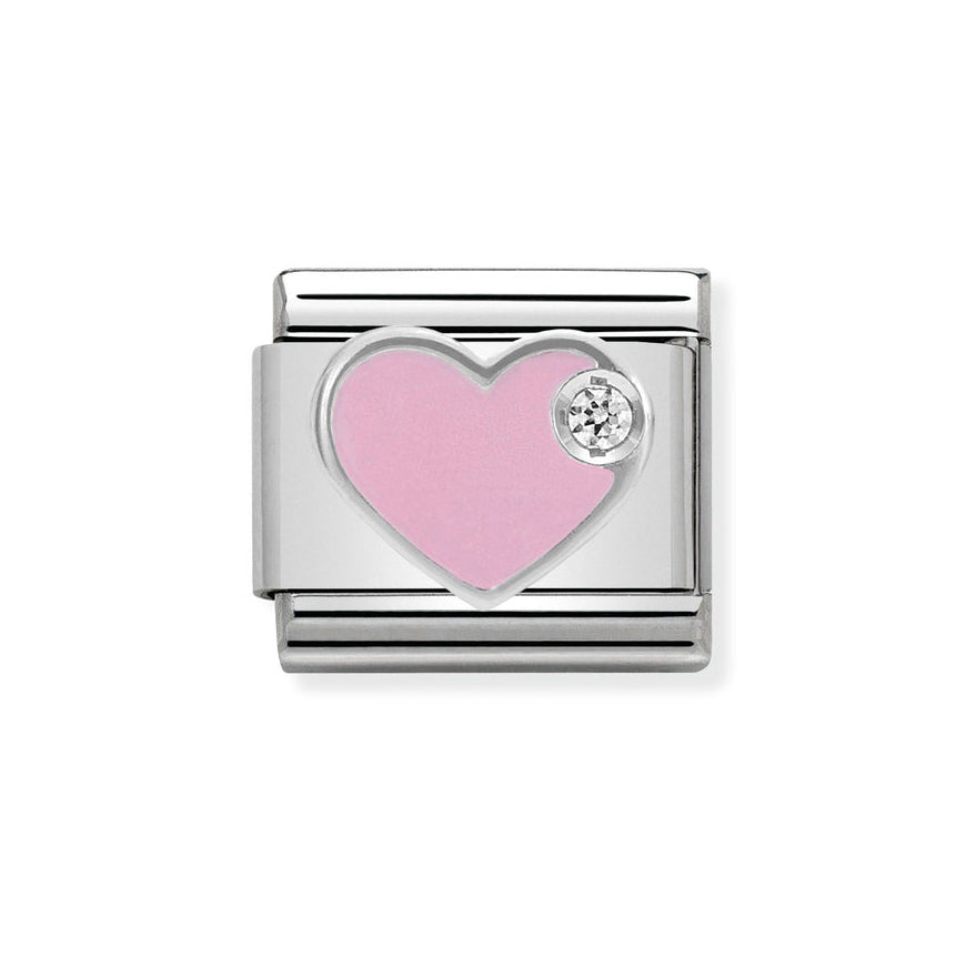 Nomination Pink Enamel Heart with CZ Charm