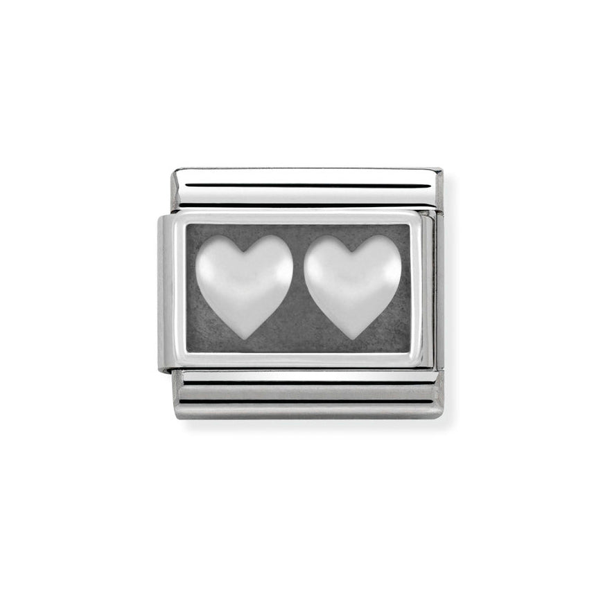 Nomination Classic Oxidized Double Heart Charm