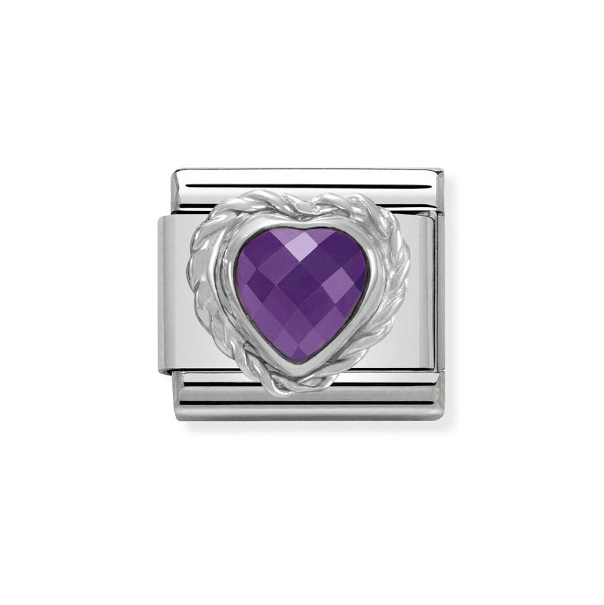 Nomination Faceted Purple Heart Charm