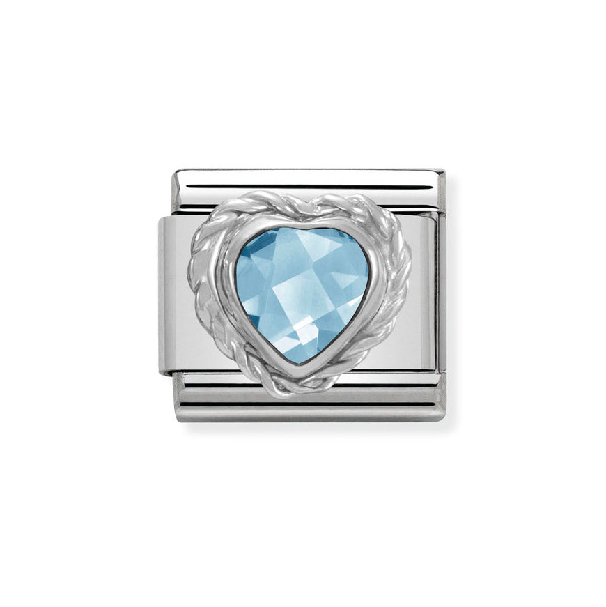 Nomination Light Blue Faceted Heart CZ Classic Charm