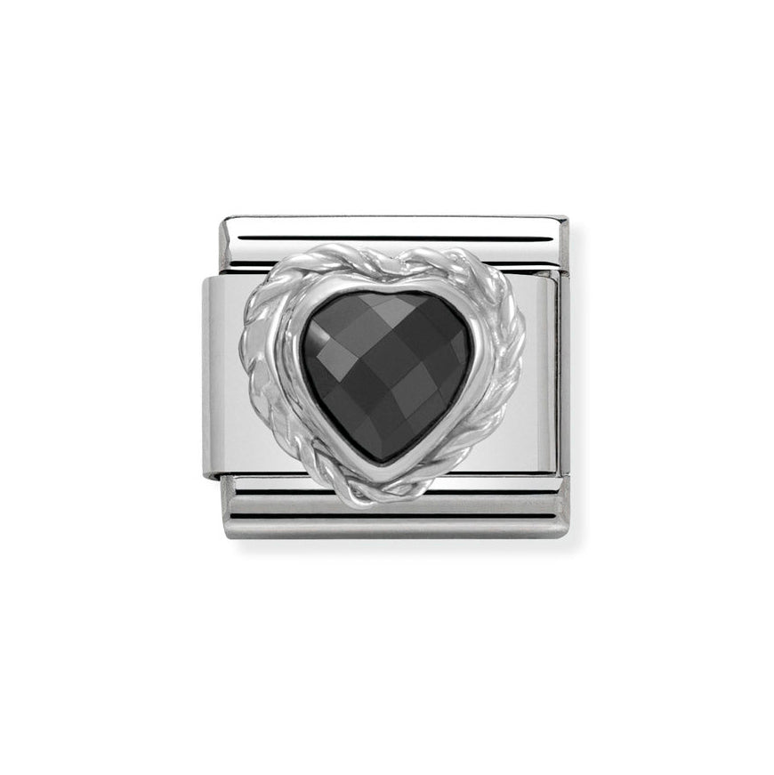 Nomination Black Faceted Heart Charm