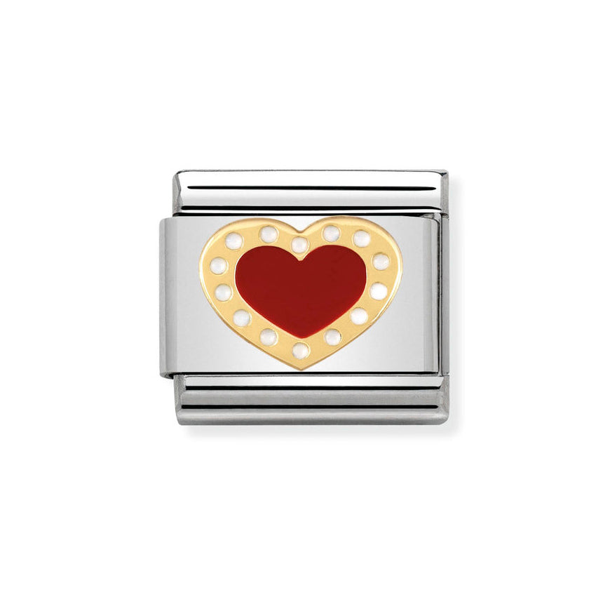 Nomination Classic Pois Golden Red Heart Charm