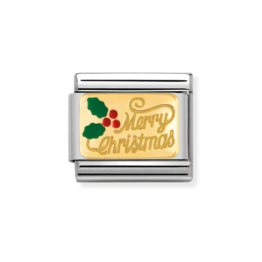 Nomination 18k Gold Merry Christmas Charm