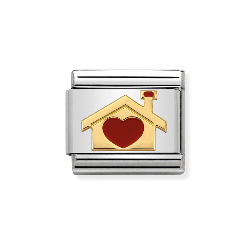 Nomination Classic Two Tone Red Enamel Heart House Charm