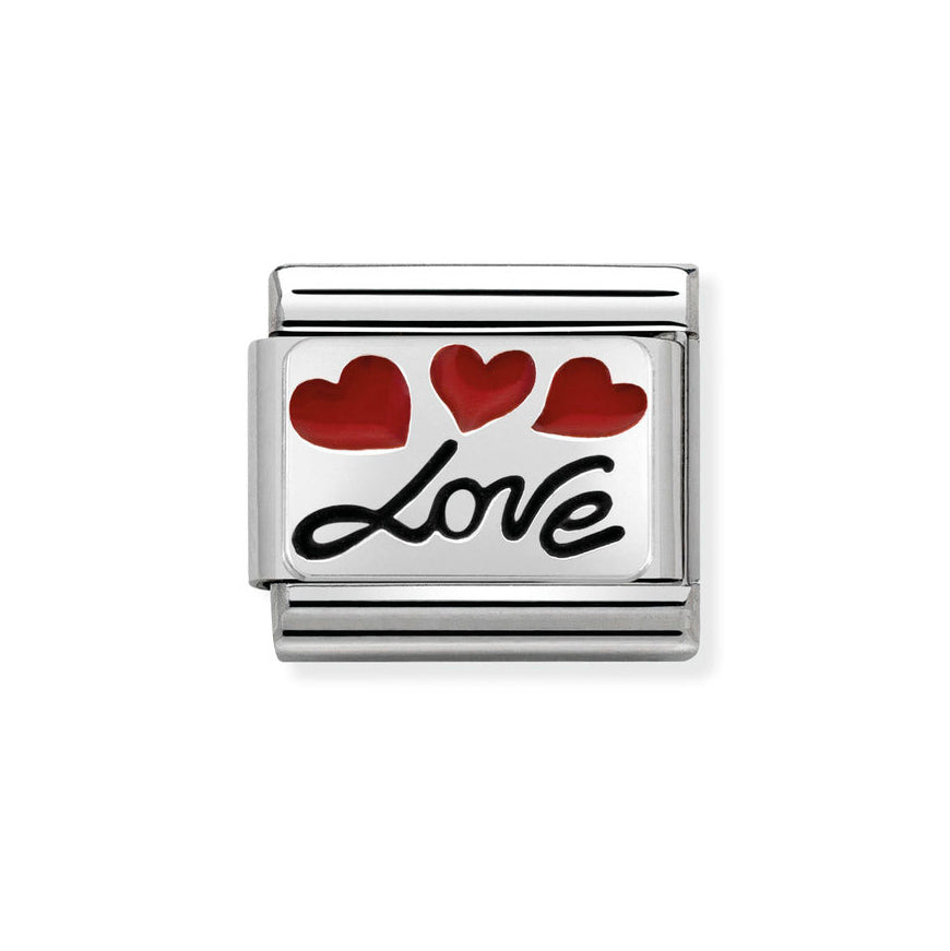 Nomination Classic Red Enamel Love & Hearts Link