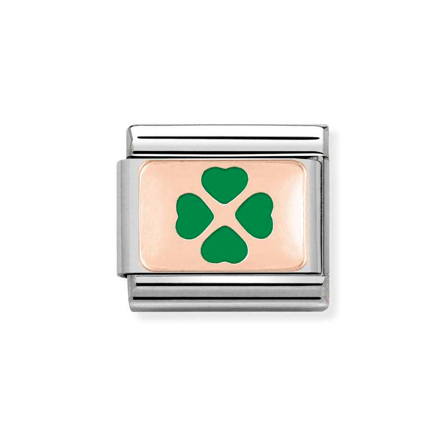 Nomination Rose Gold Composable Classic Green Four-Leaf Heart Clover Charm