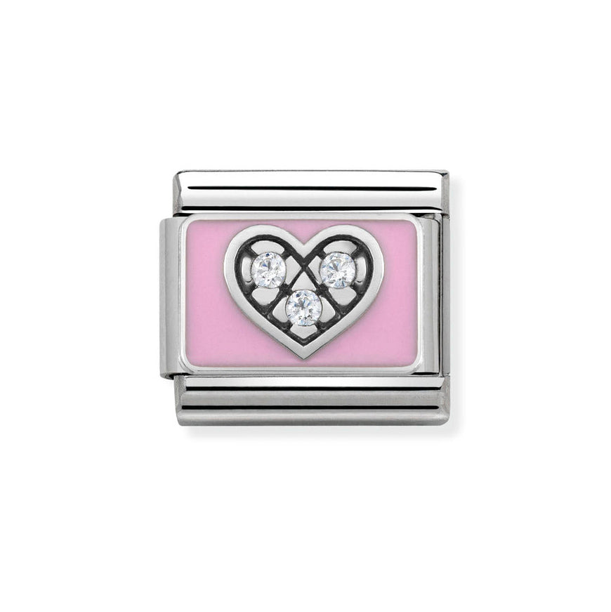 Nomination My Family Sparkling Pink Love Heart Classic Charm