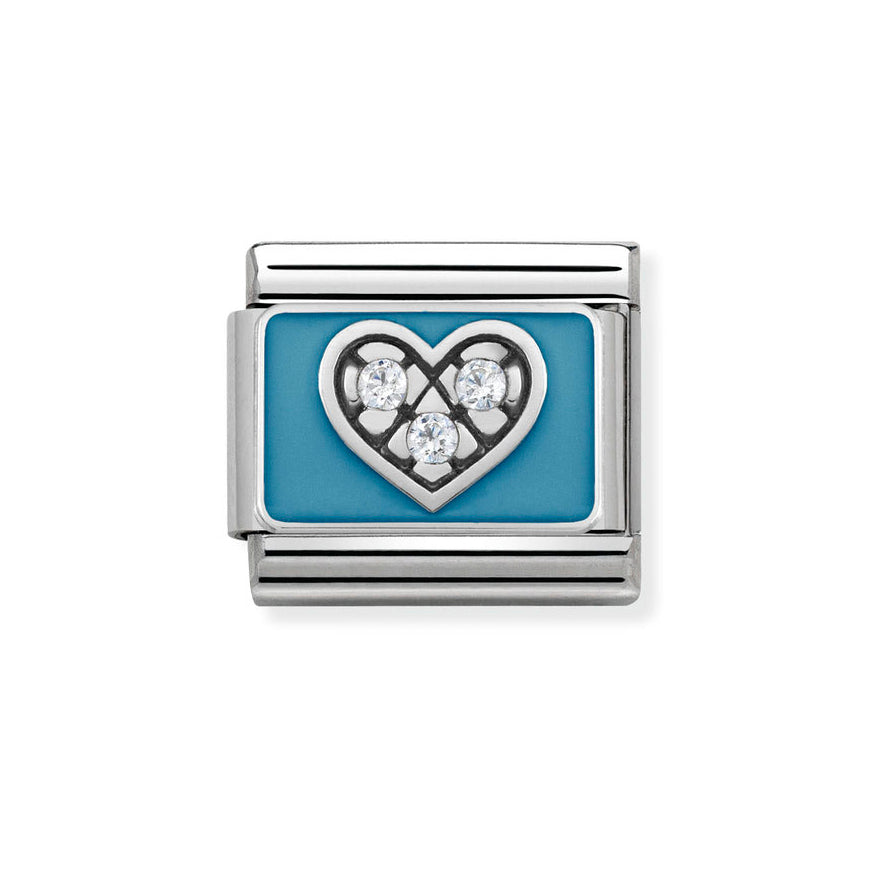 Nomination Silver Composable Classic Cz Heart Light Blue Charm