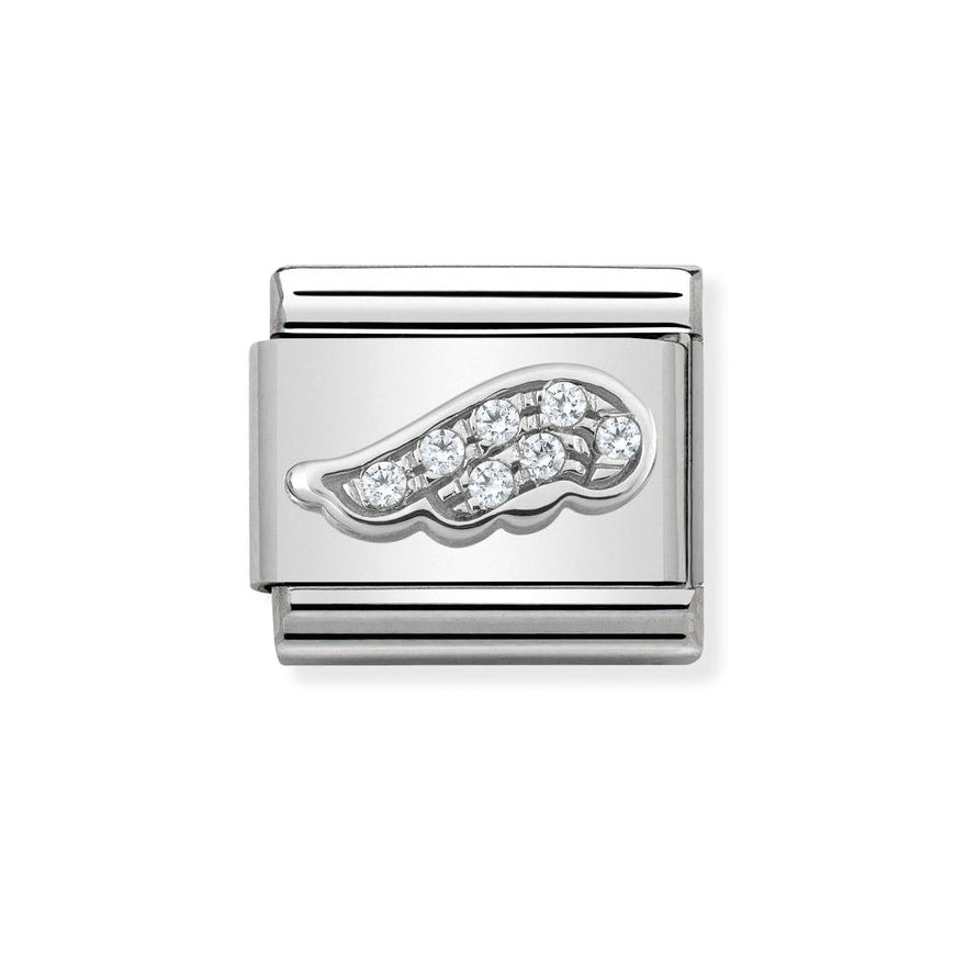 Nomination Classic Silver CZ Sparkling Angel Wing Charm