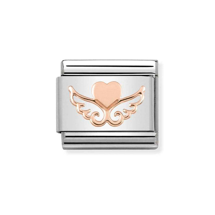 Nomination Classic Rose Gold Heart & Wings Charm