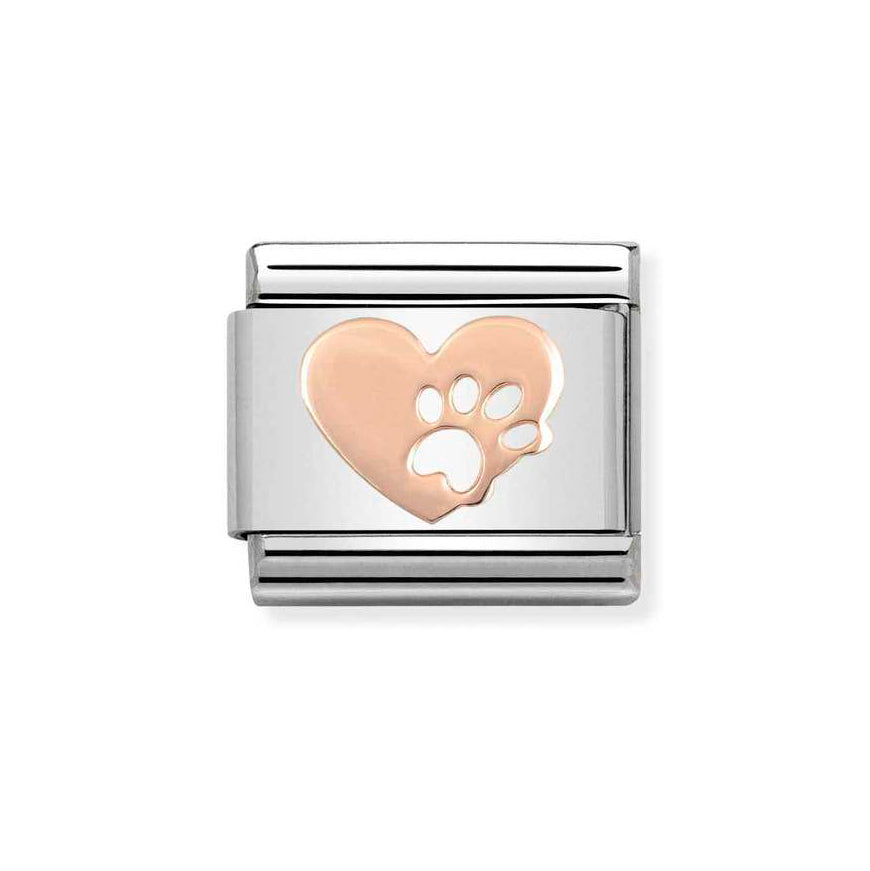 Nomination Classic Rose Gold Heart with Paw Charm