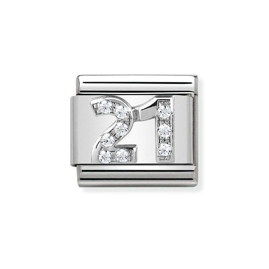 Nomination Classic Silver Sparkling Number 21 Charm