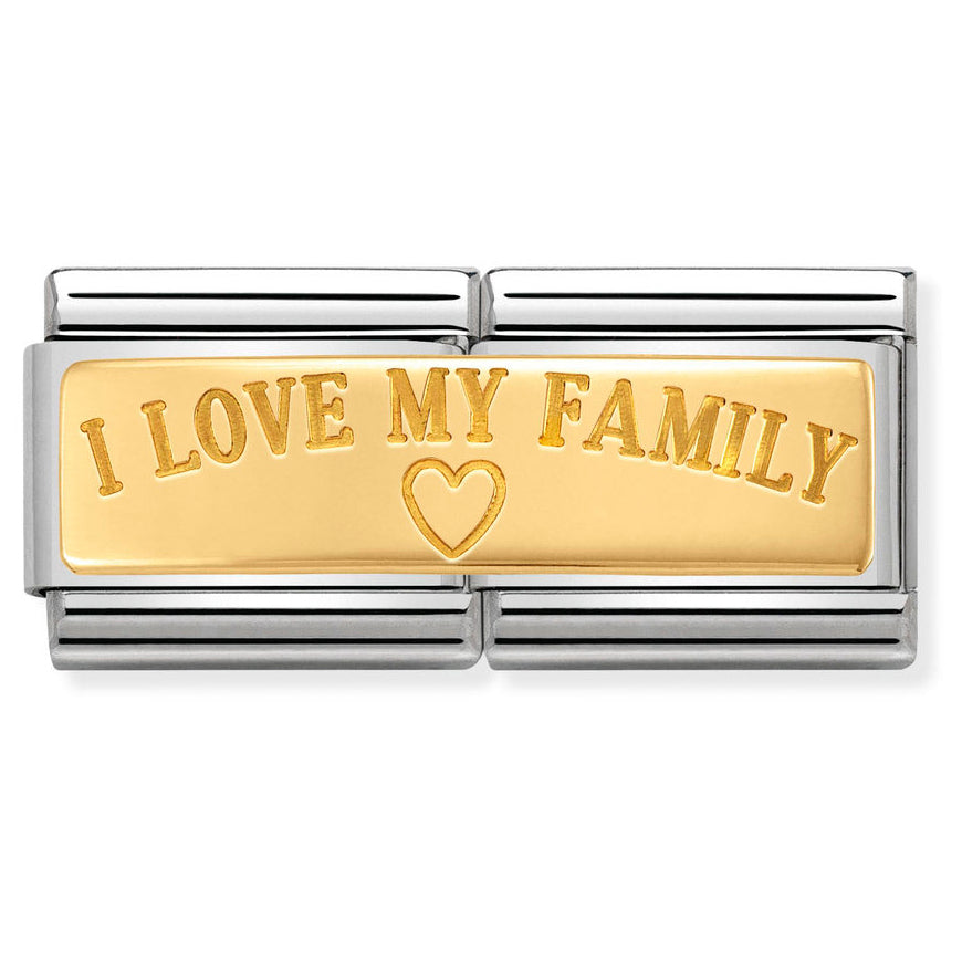 Nomination 18ct Gold Double I Love My Family Charm